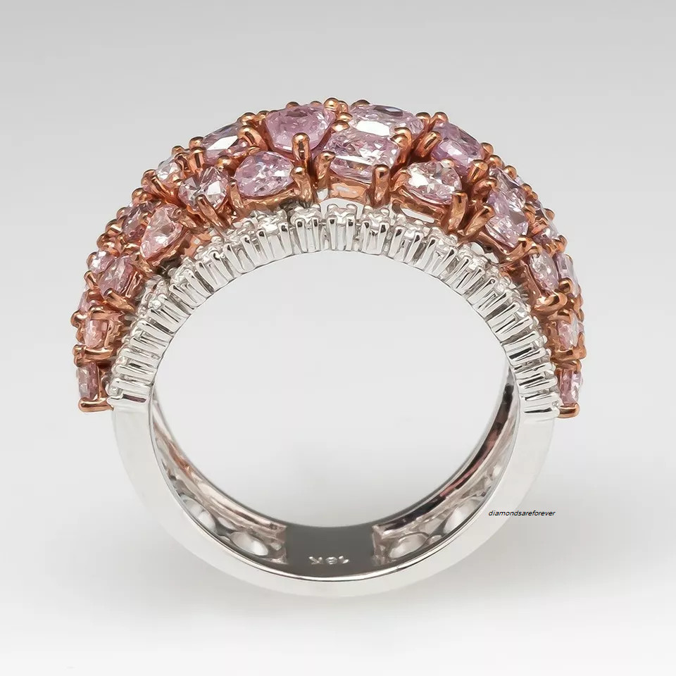 39 Fancy Pink Tourmaline In Rose Over 925 Silver Prong Settings (18mm) Band
