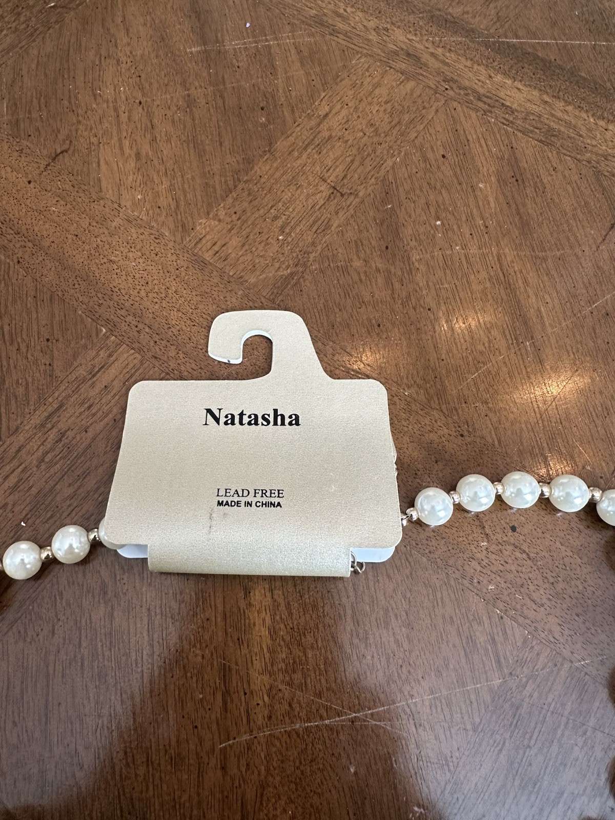 Vintage Natasha Off-White Faux Pearl Rhinestone Statement Necklace Signed New!