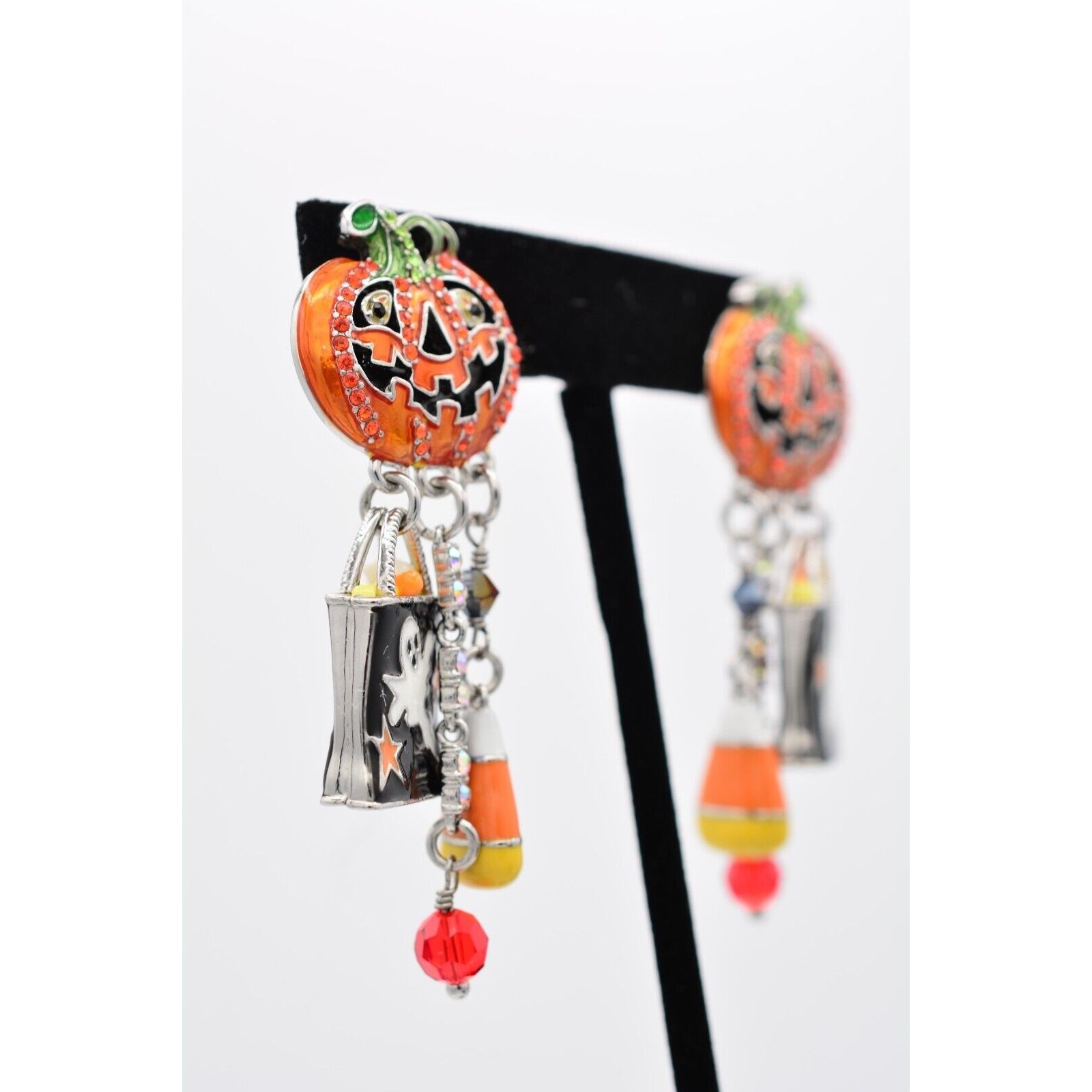 Ritzy Couture Esme Lunch Ritz Vintage Halloween Earrings Pumpkin Signed Bin1
