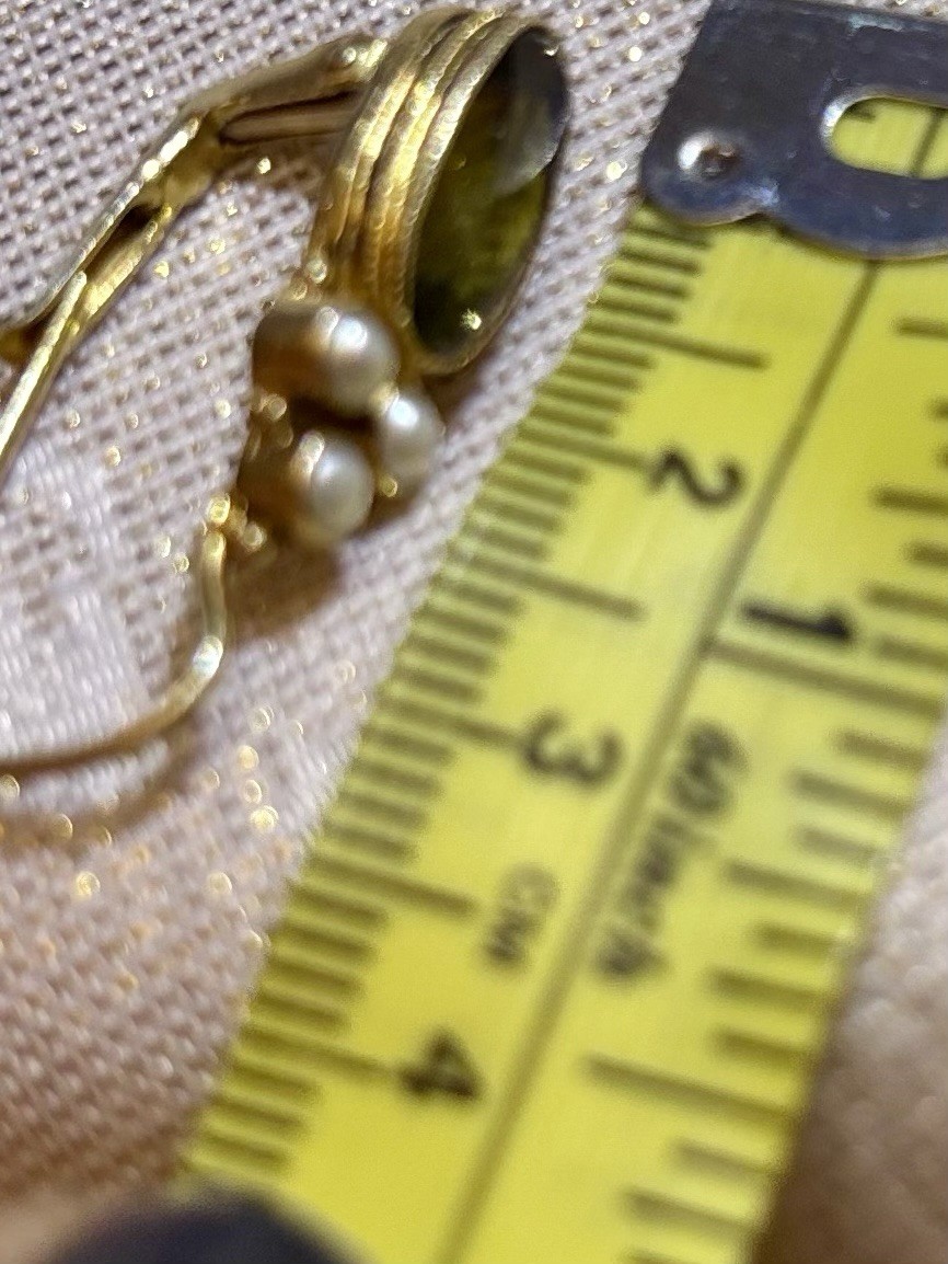 VTG Gold Vermeil over 925 Silver Peridot & Natural Pearl Drop Earrings