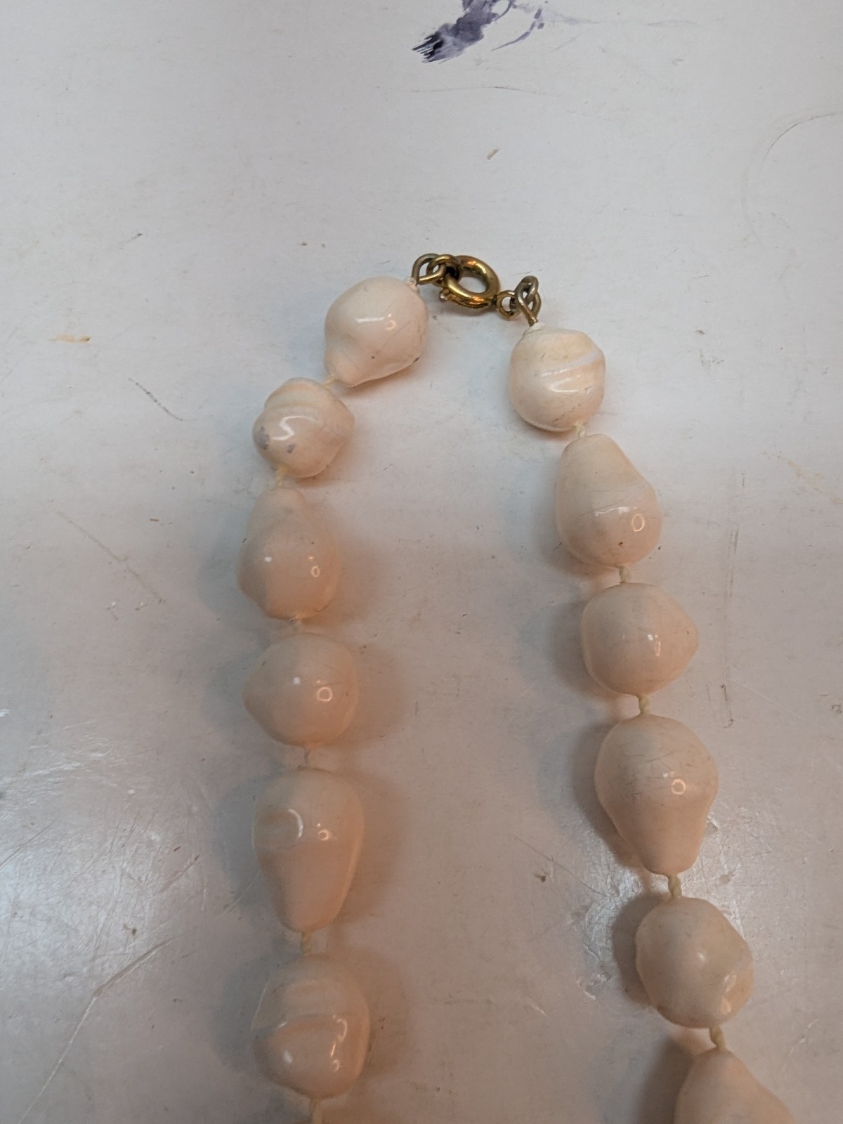 LOT OF 2 White Necklace Cluster Popcorn Twisted Faux Pearl and Seashell Beads