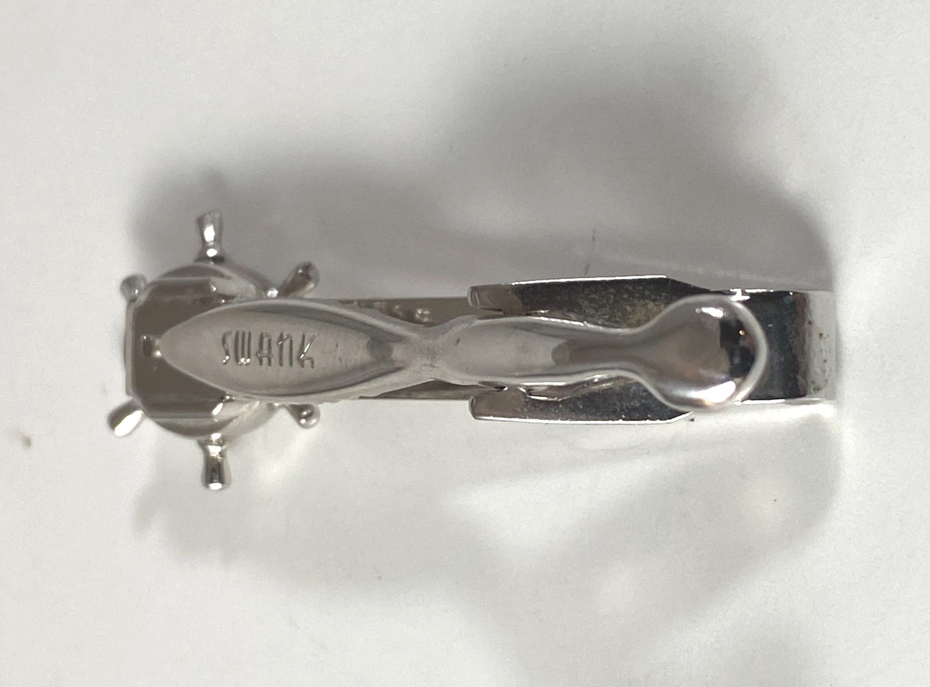 Vintage Swank Captain Wheel Compass Men’s Tie Clip Silver Tone 1950s Nautical