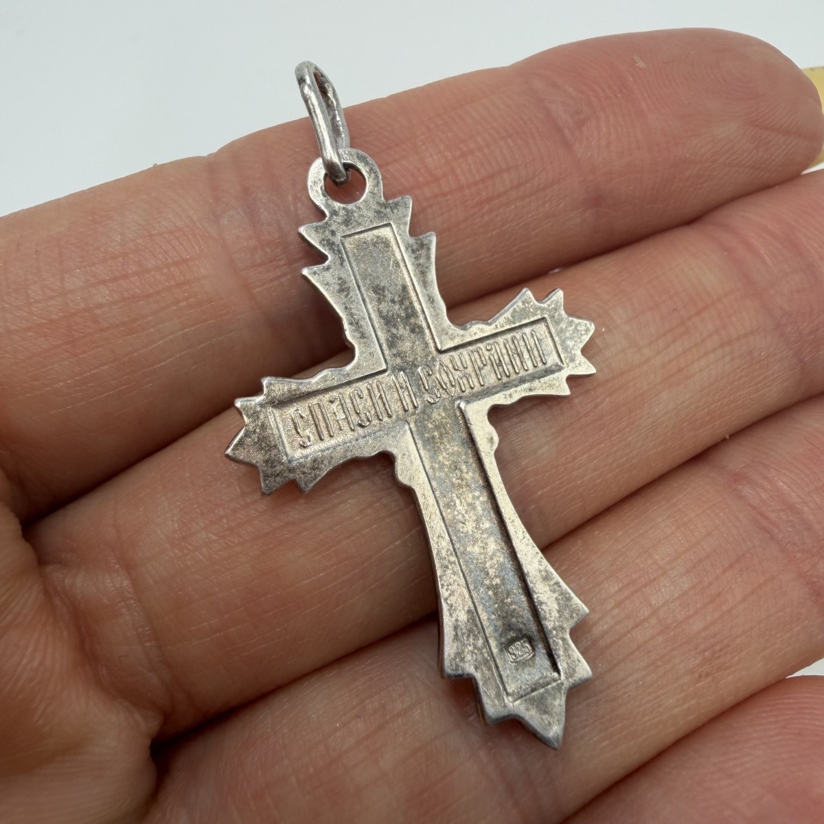 Vintage Pendant Icon Cross Enamel Sterling Silver 925 Jewelry Stamped 3.20gr