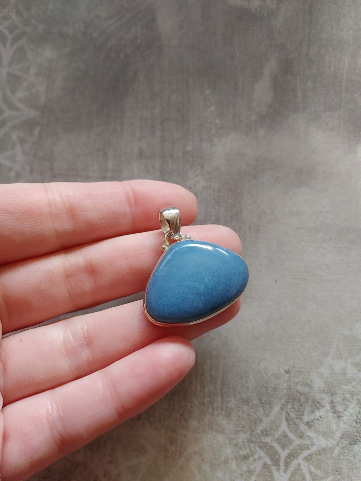 Vintage pendant blue opal sterling silver 925 teardrop