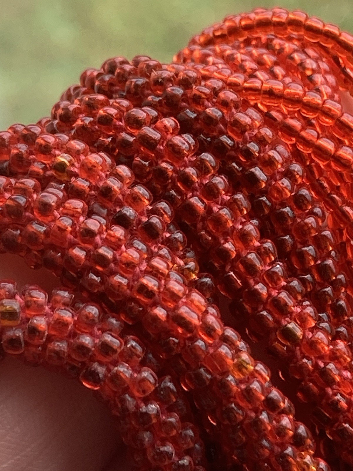 Vintage Lariat Necklace Flapper Red Beaded Tassel 45” Soft Lightweight Easy