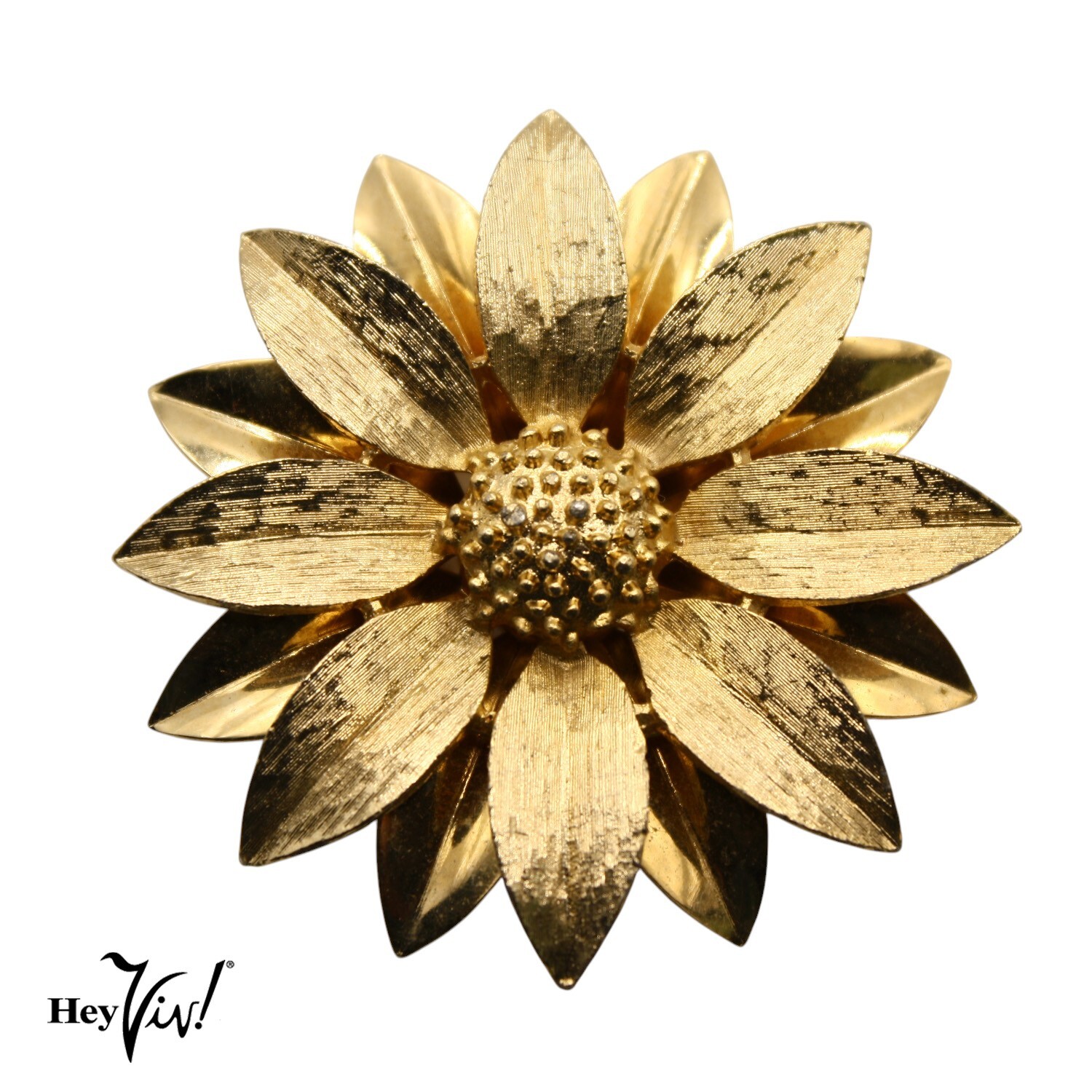 Vintage Sarah Coventry Statement Pin Brooch Gold Flower 2″ Across – Hey Viv