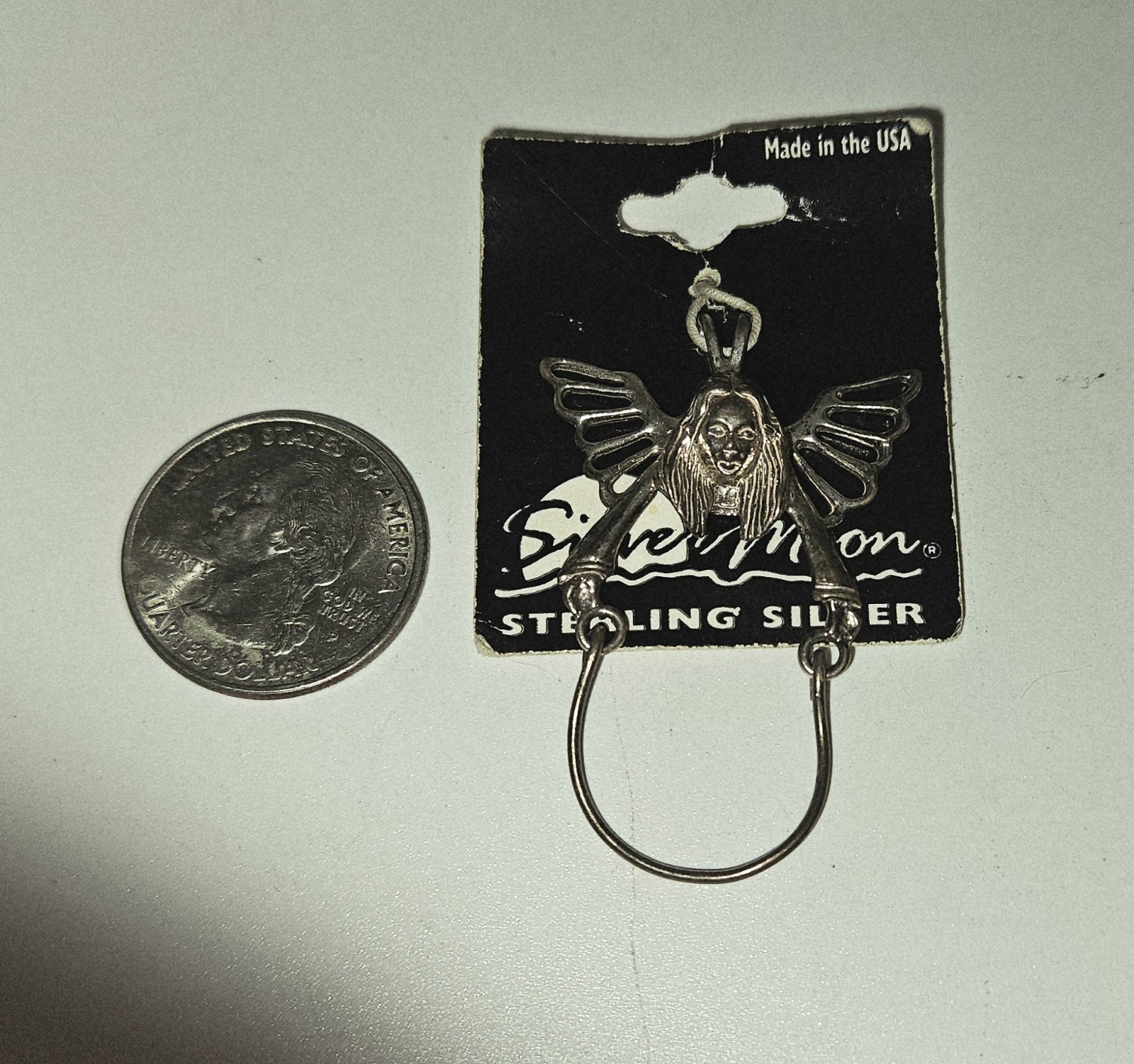 Vintage Sterling Silver Guardian Angel Charm Holder Pendant NEW by Silver Moon