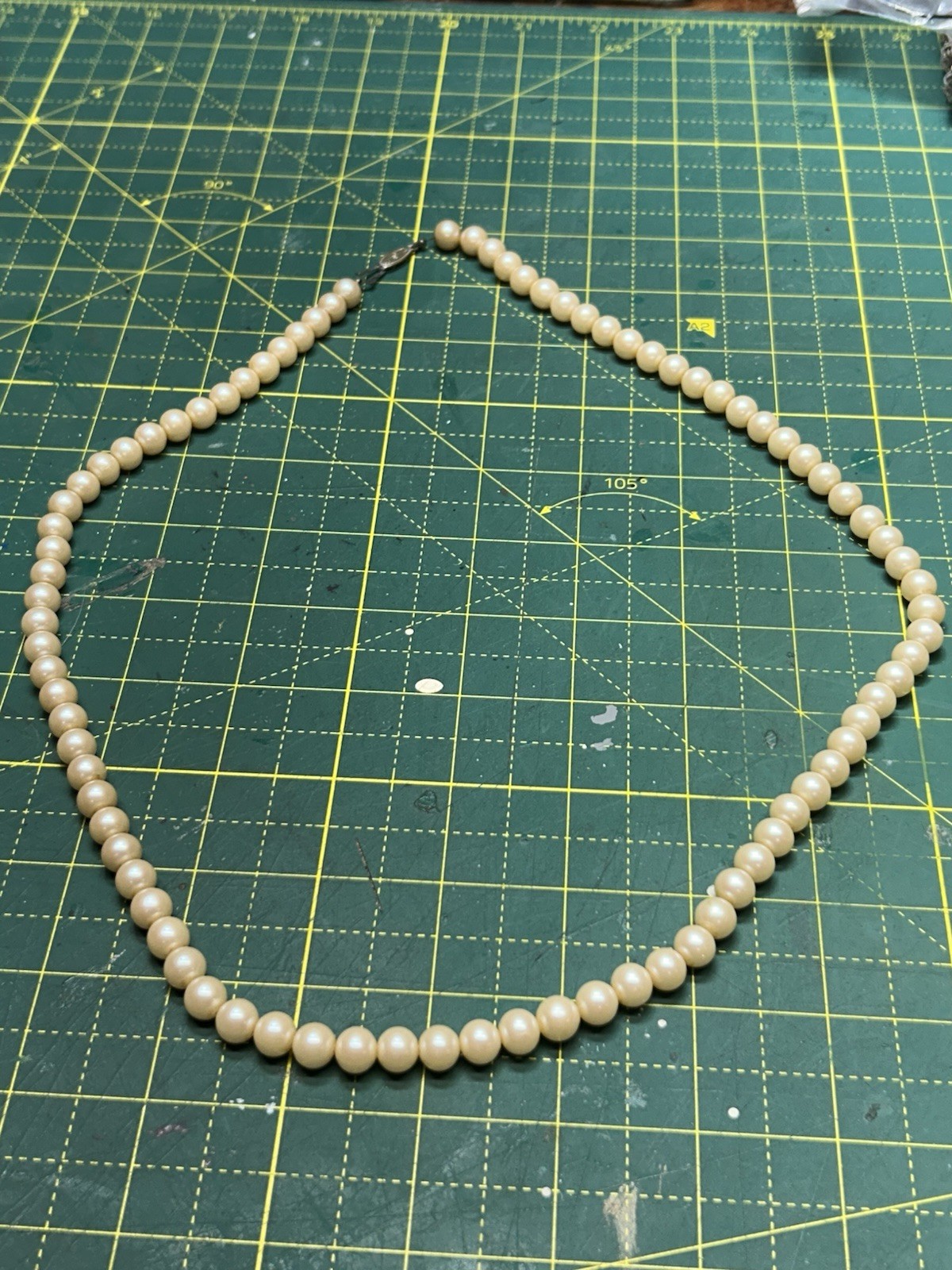 Vintage Japanese Cultured Pearl Necklace 27” Long 8.3-8.4mm Round Creamy Pearls