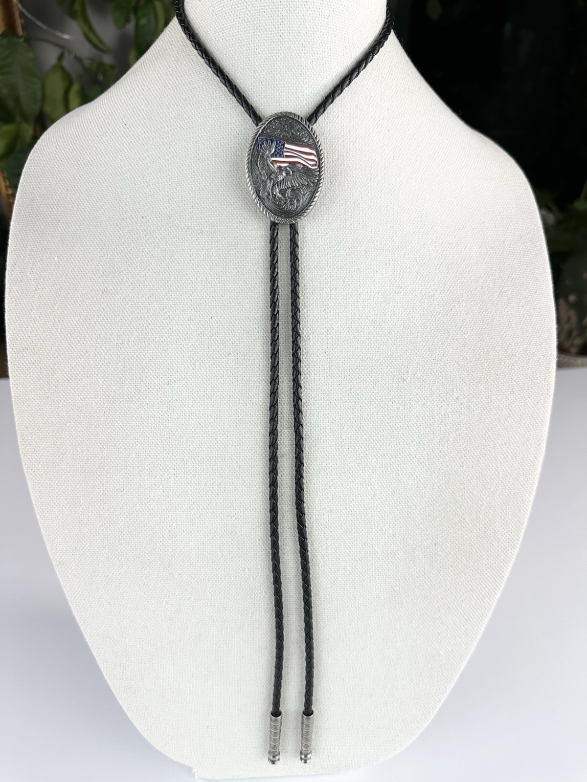 Vintage Ivan “Great American Eagle” Silver Tone Over Brass Western Bolo Tie