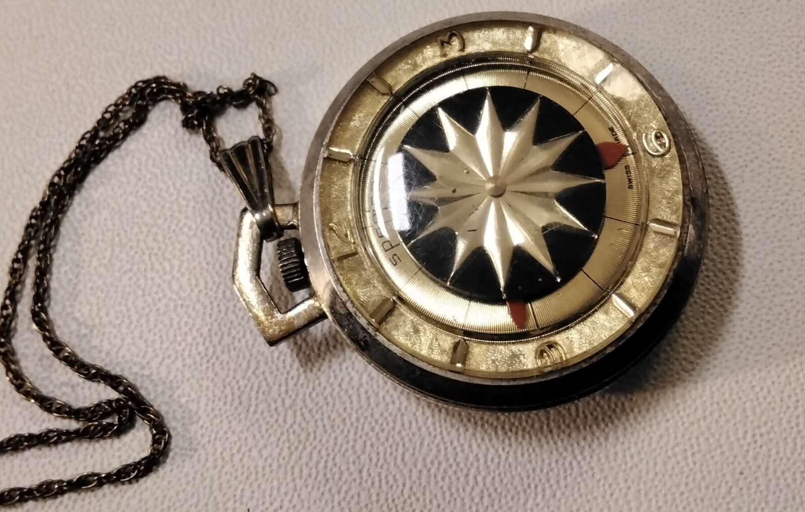 1-Vintage Gold tone Sperina swiss made Pendant Watch, manual winding-Works