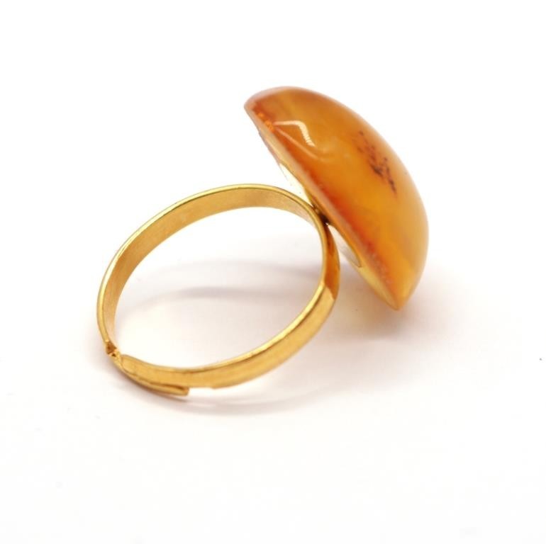Soviet-era USSR Ring Golden Color With Honey Color Baltic Amber 92