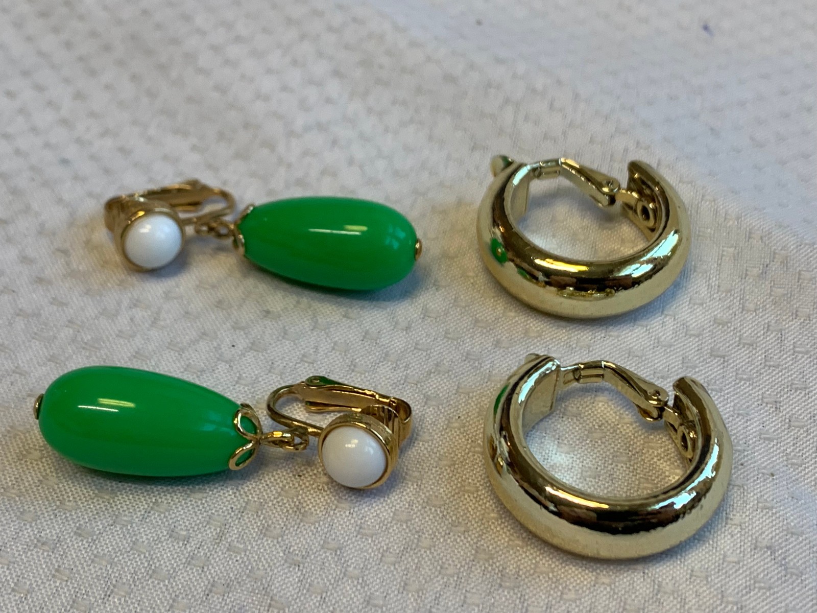 Vtg Clip-On Earring Lot Kenneth Lane Monet Avon Enamel Faux Pearl / Gem Jewelry