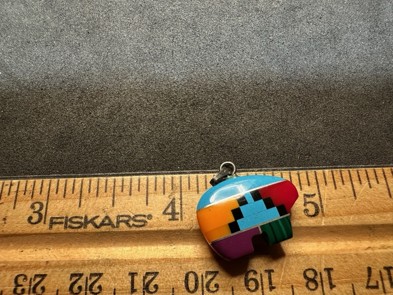 1.30g Vintage Sterling Silver 925 Colorful Inlay Geometric Pattern Pendant M