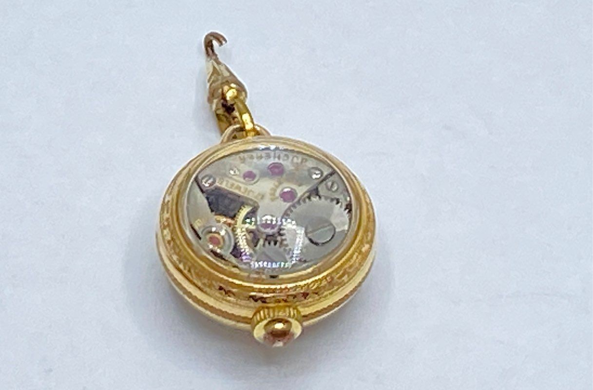 Vintage Bucherer Gold Filled 17 Jewels Mechanical Pendant Watch Skeleton 18mm