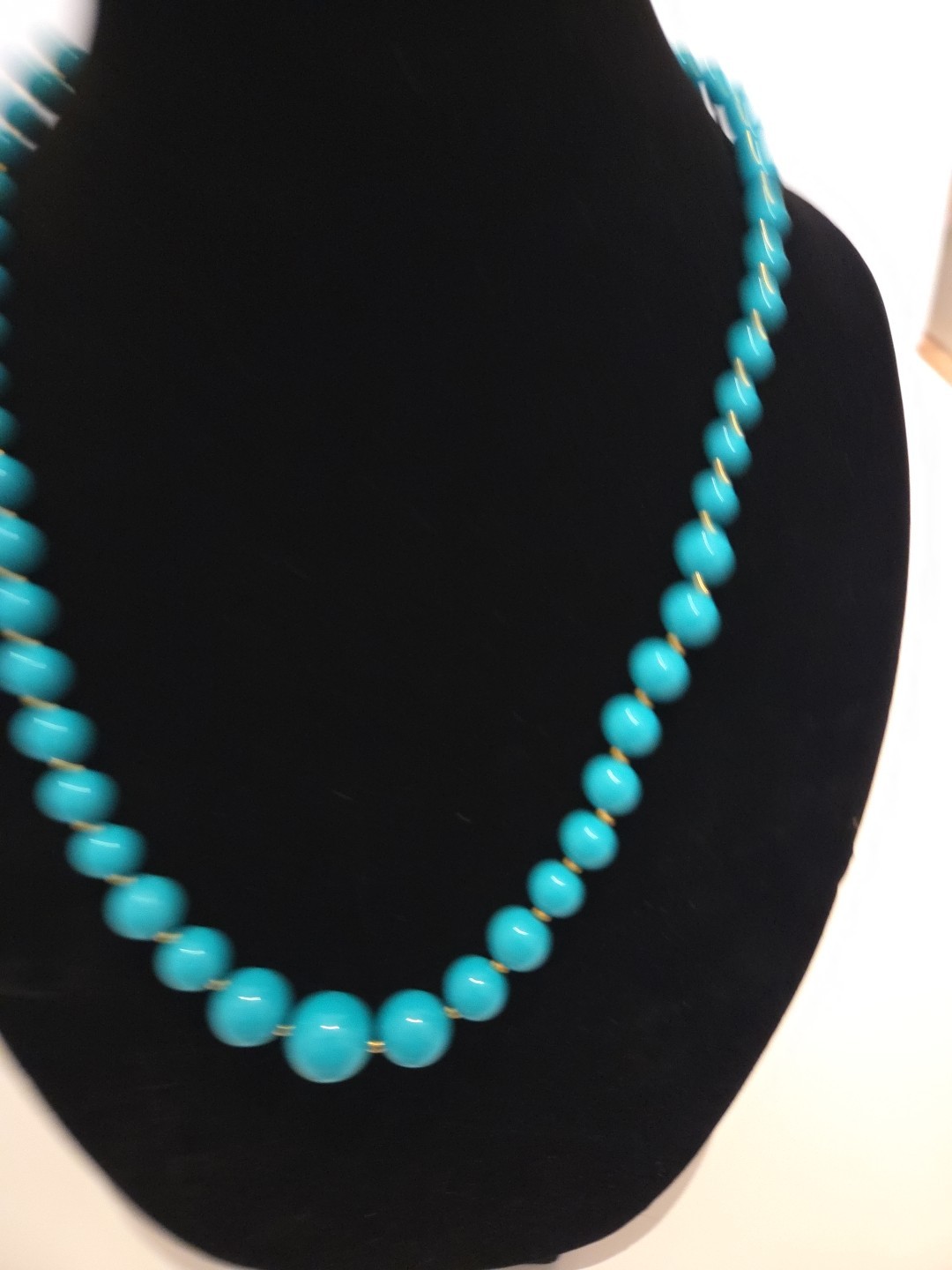 Vintage Boho Teal And Gold Tone Beaded Necklace With Matching Clip-On Earrings!