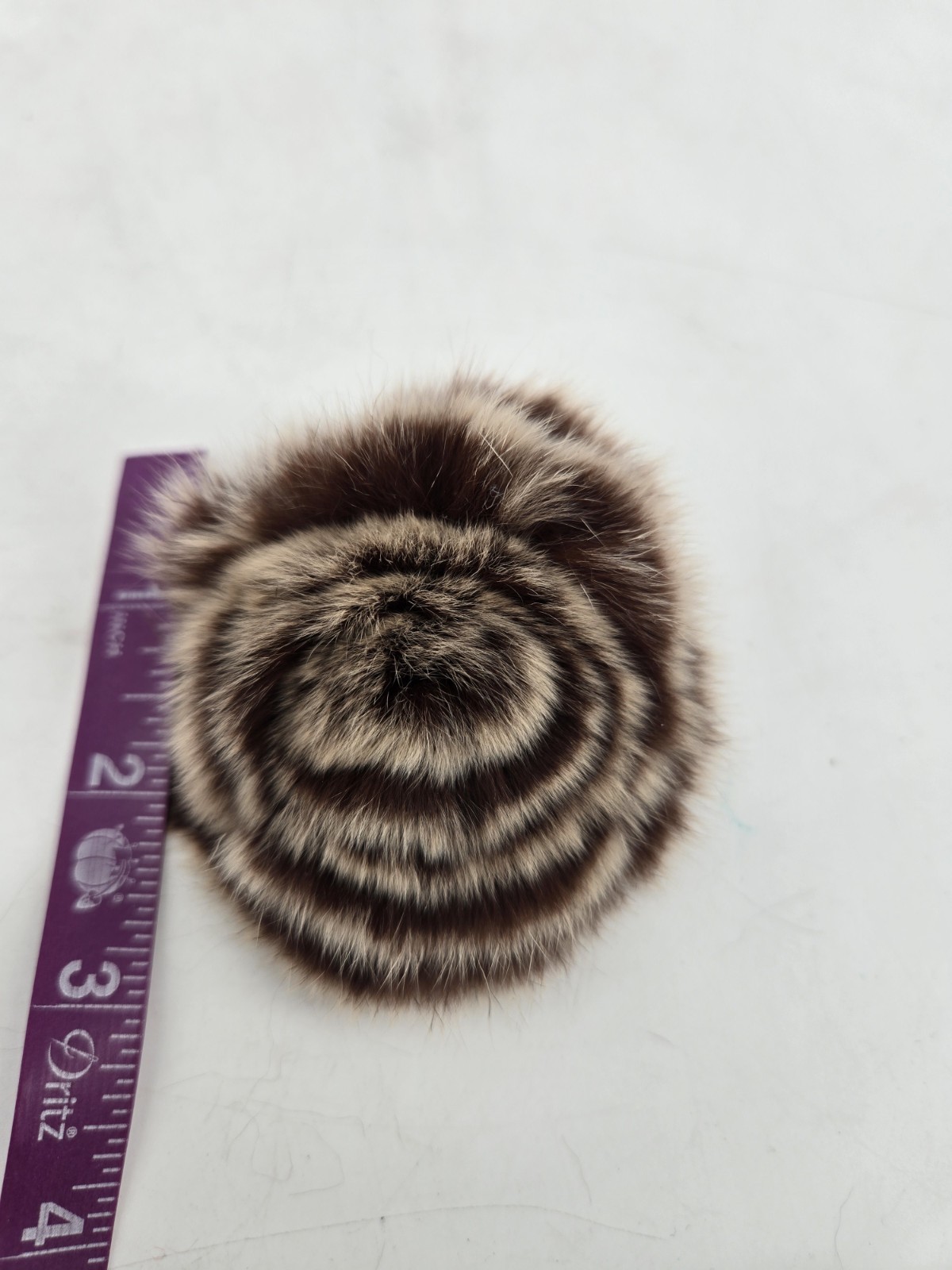 Vintage 90s Chinchilla Fur Brooch Pin