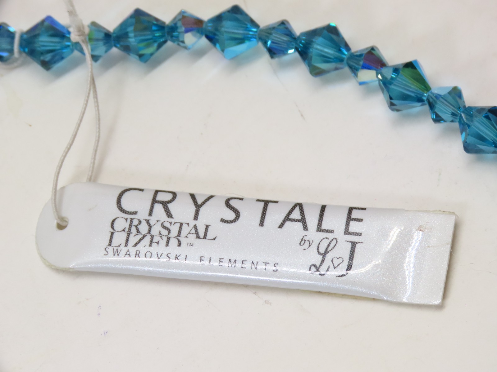 Vintage Signed Swarovski By L & J Necklace Blue Beaded Crystal Glass D5378