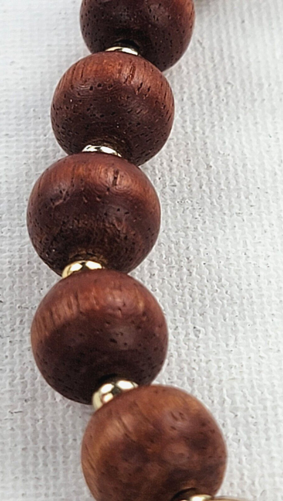 Wooden Beaded Necklace Mid Century Modern 29″ Reddish Brown Statement Vintage