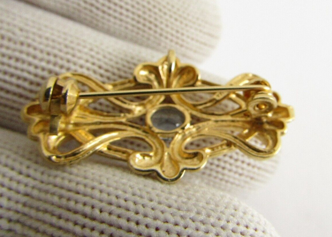Blue Stone Leaves Art Nouveau Brooch Sterling Silver VTG Estate 1930’s-1950’s