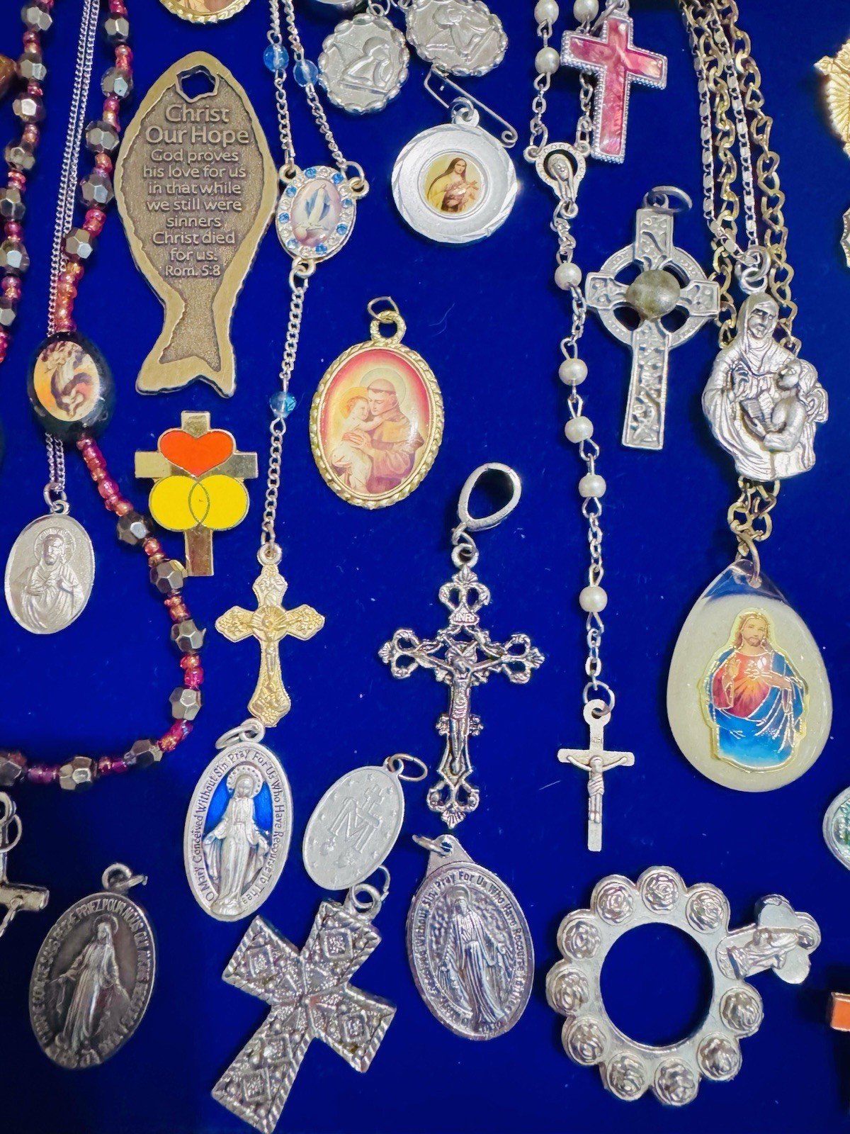 Vintage Modern Religious Cross Necklace Jewelry Lot 120+ Italy Germany Bethlehem
