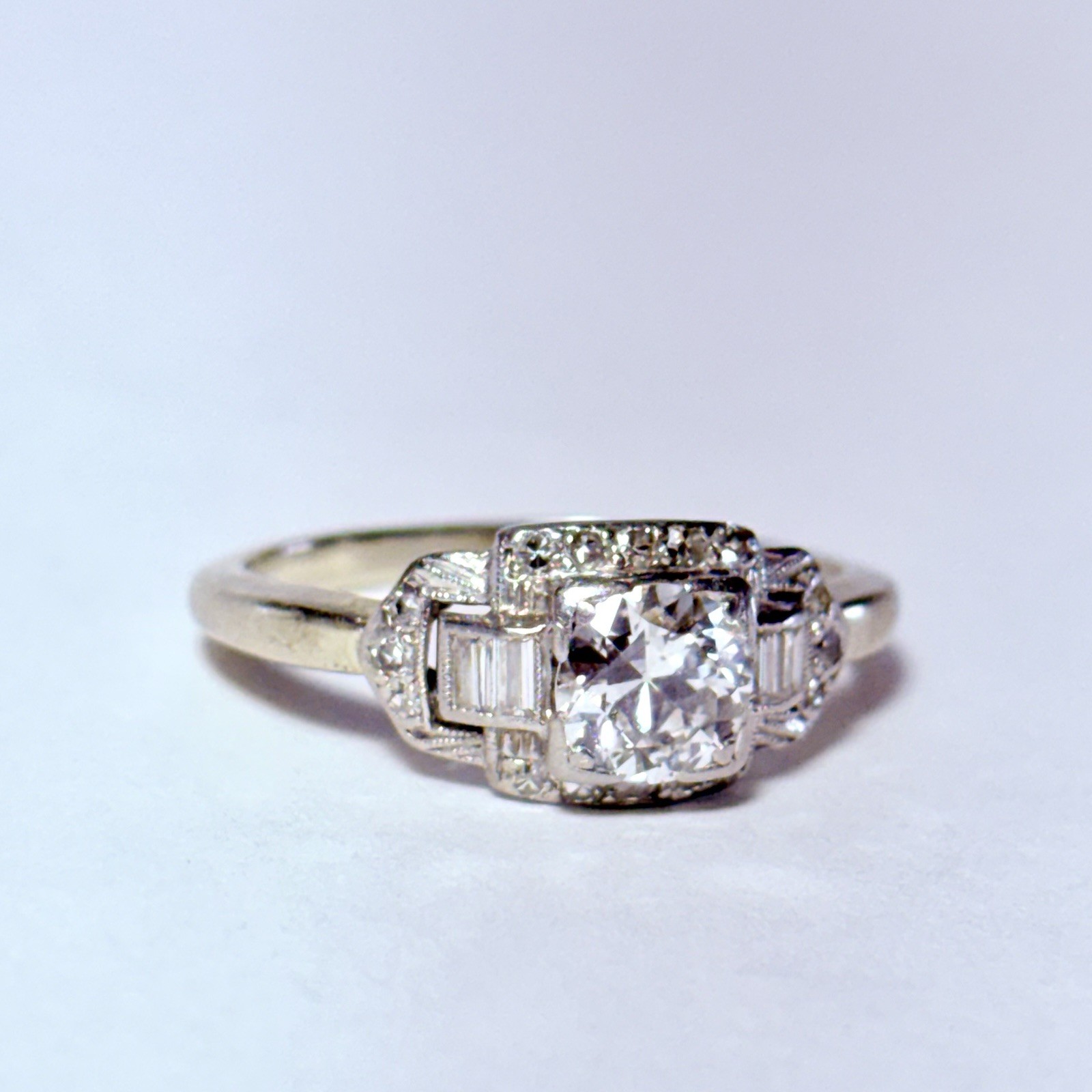 GG Certified 14K Gold 0.94ct Old European Diamond 0.22ctw Accents Sz 9 Ring 3.8g