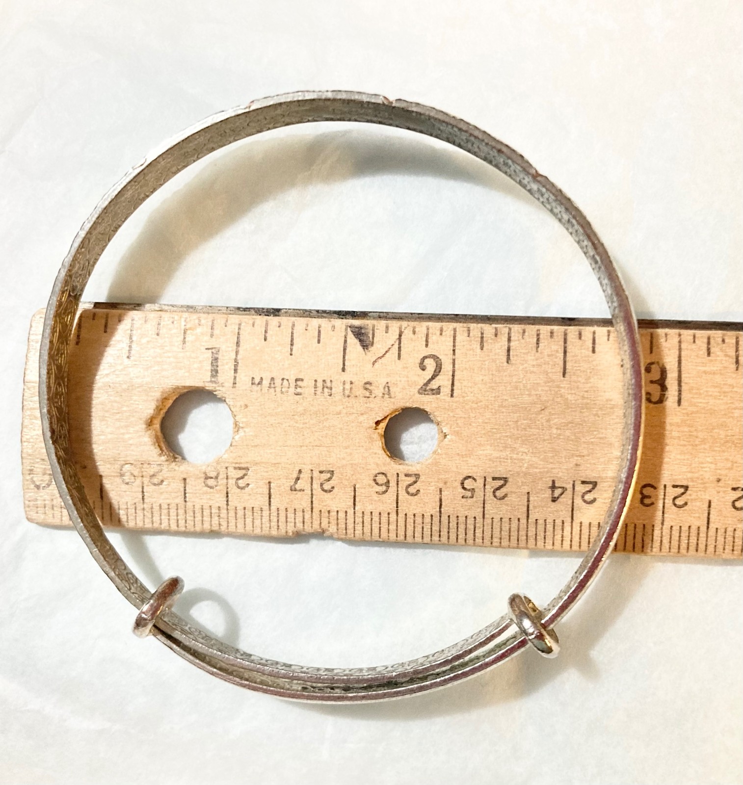 Sterling Silver Starburst Bangle Bracelet Vtg Mid Century Modern Adjustable