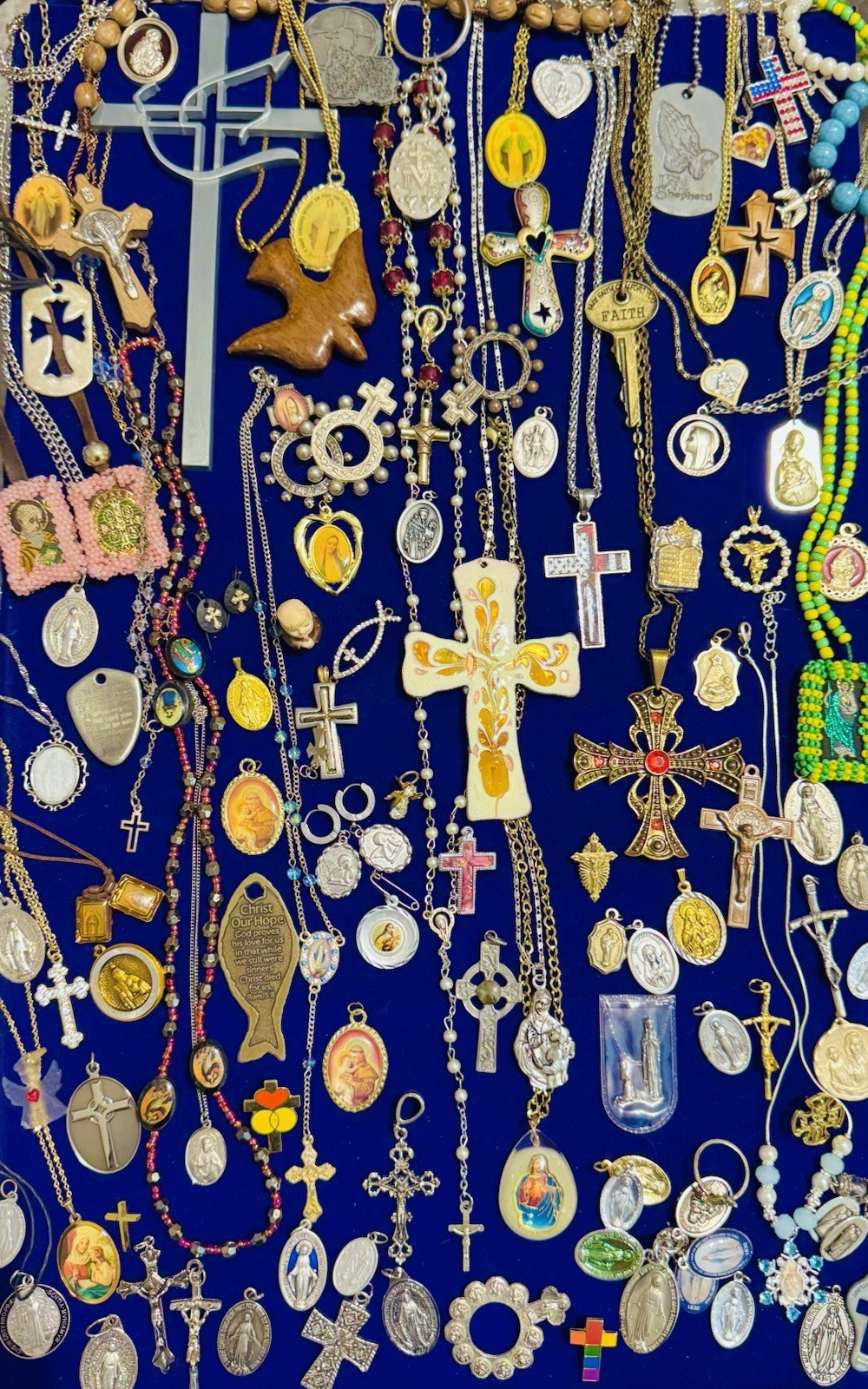 Vintage Modern Religious Cross Necklace Jewelry Lot 120+ Italy Germany Bethlehem