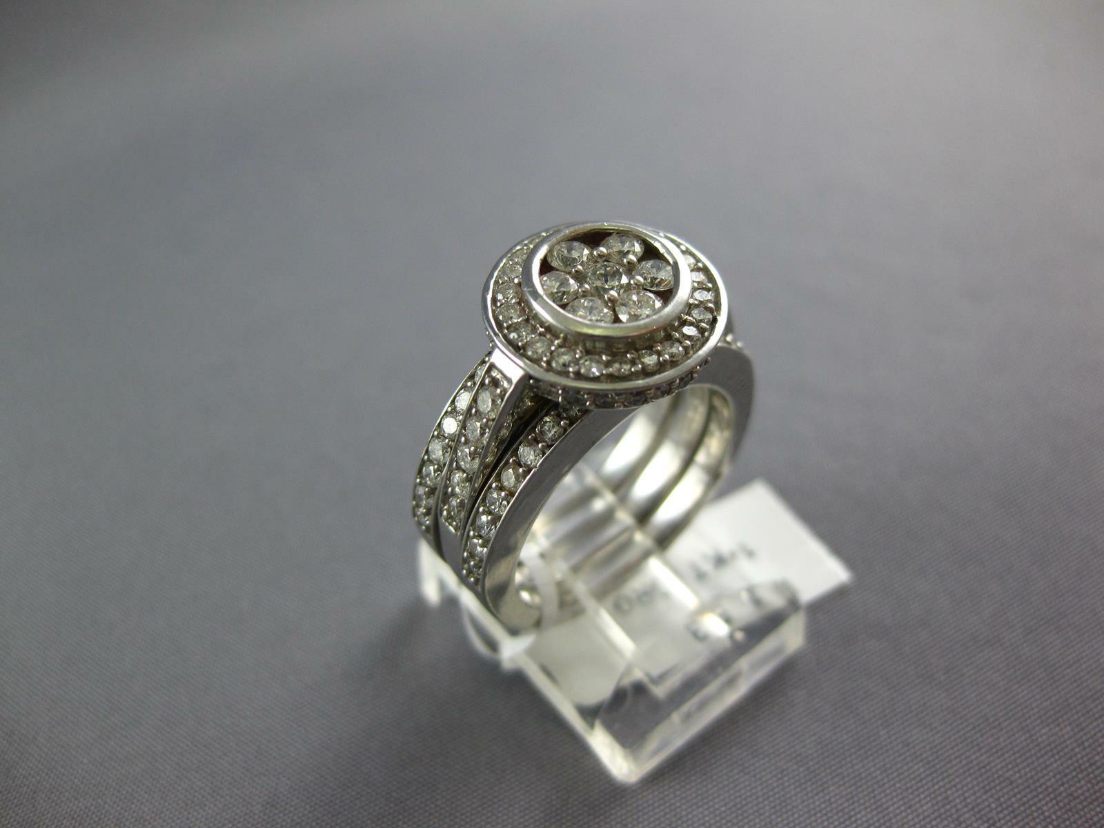LARGE 1.53CT DIAMOND 14KT 2 TONE GOLD 3D HALO BEZEL ENGAGEMENT WEDDING RING SET