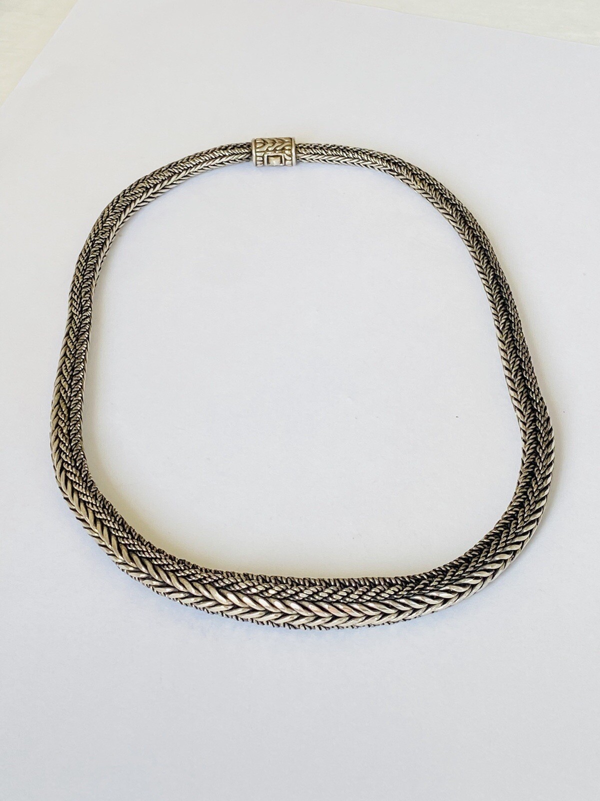 Vintage Bali 11MM Sterling Silver Wheat Foxtail Link Chain Necklace 98 GRAMS