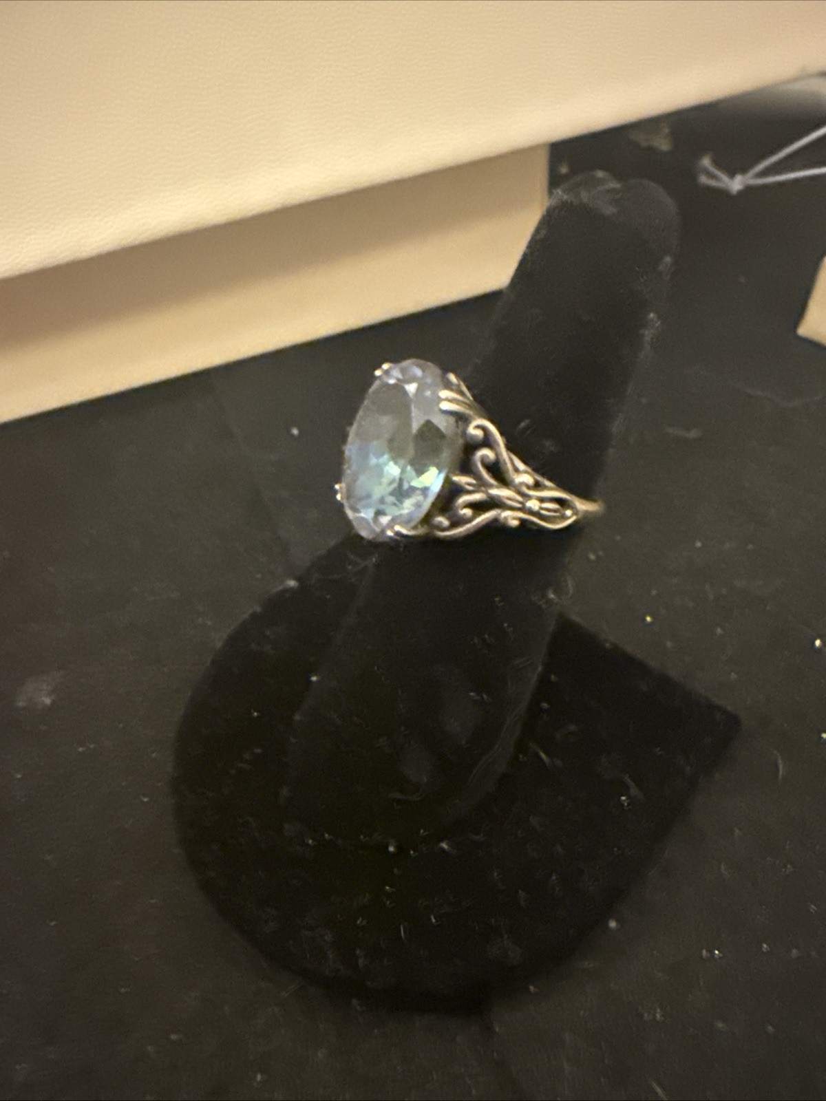 Sterling Silver Rainbow Topaz Aquamarine Blue Ring Size7. Very Pretty Antique