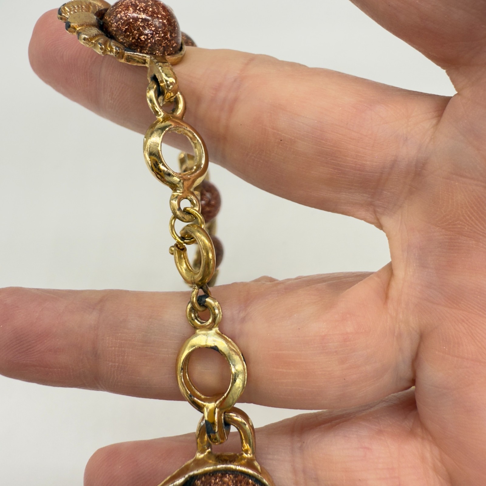 Vintage Goldstone Necklace Gold Tone 17.5 Inches