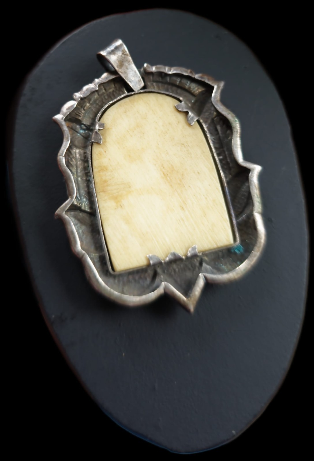 Fine Antique Art Nouveau Silver Gold Madonna Virgin Mary and Jesus Pendant C1900