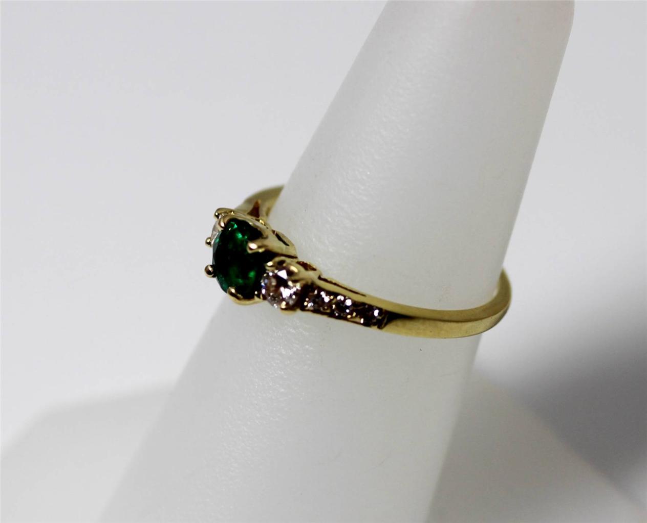 18K Yellow Gold 1/2ct Vivid Green Natural Emerald .35ctw Diamond Ring 6.5 – 5260