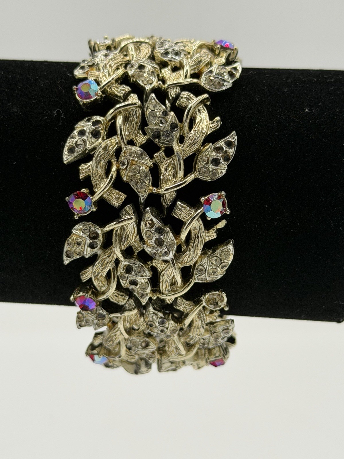 VTG 1950’s CORO Red AB Rhinestone Bracelet Gold Tone Restoration PROJECT READ