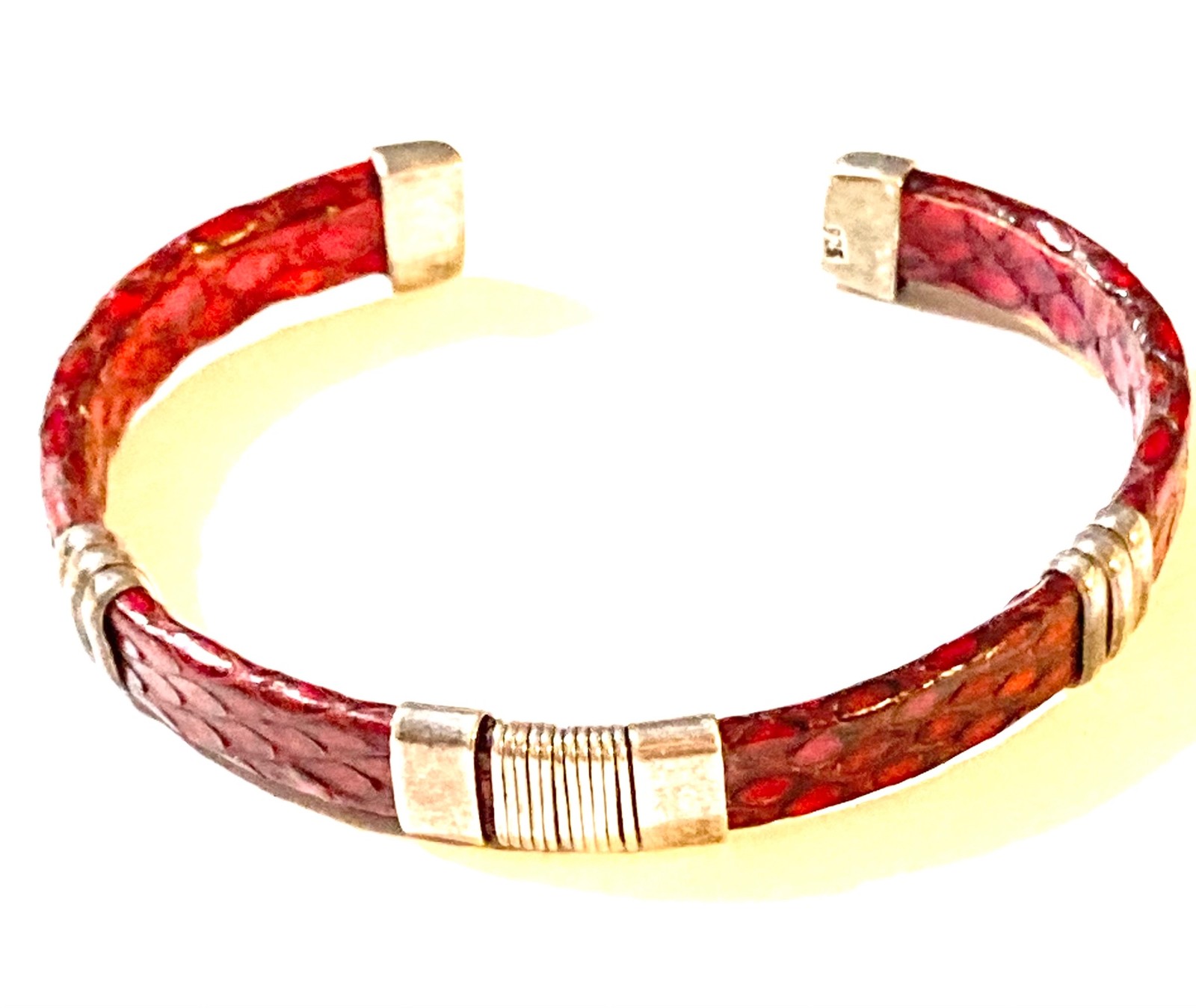 Sterling Silver Starburst Bangle Bracelet Vtg Mid Century Modern Adjustable