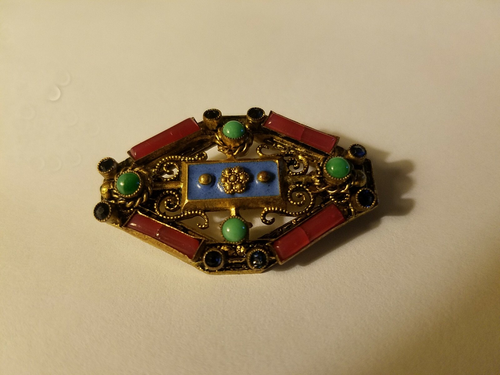 Antique Victorian or Edwardian Brooch with Safety Pin Clasp 1 5/8 x 1 Inches