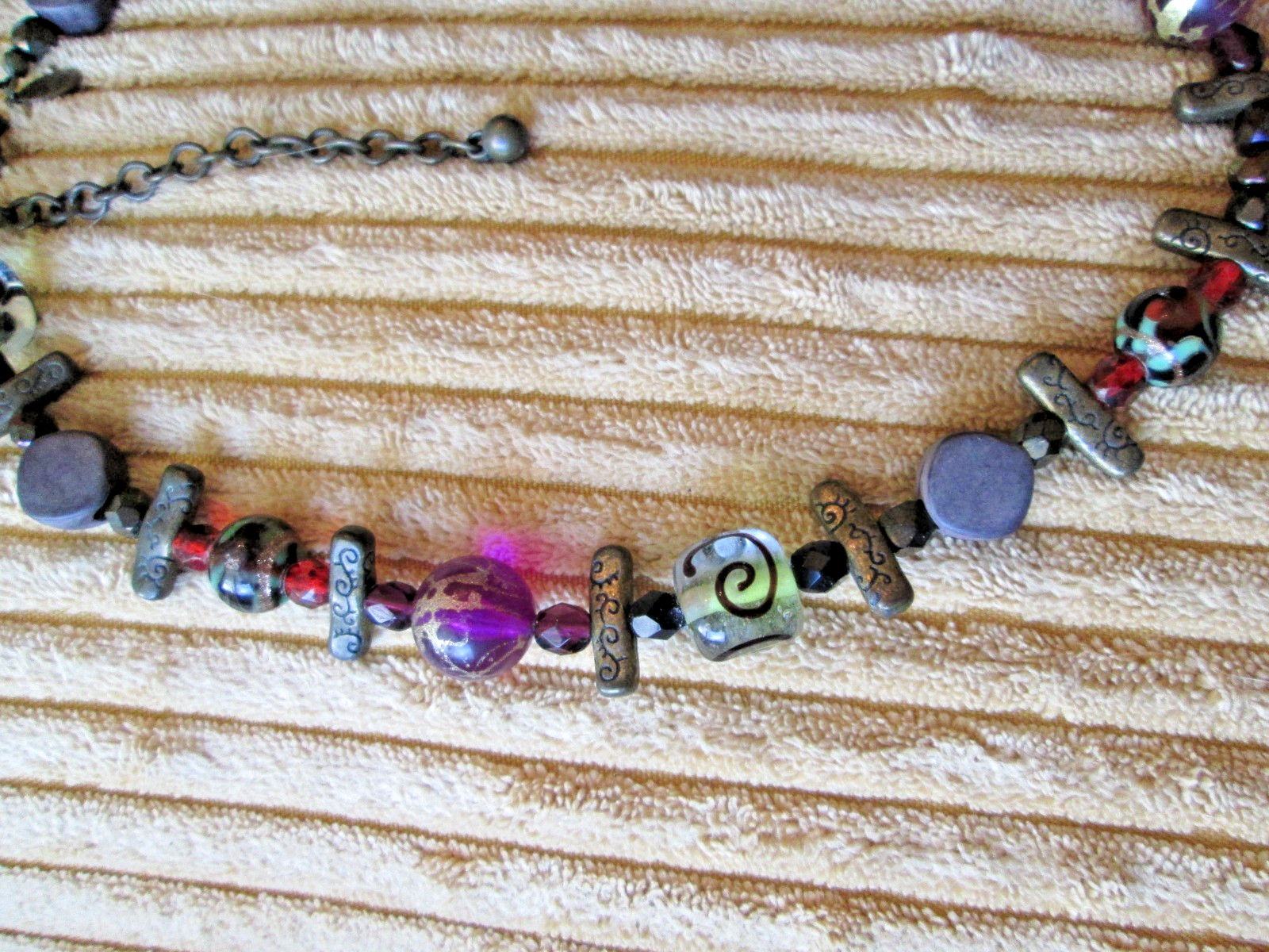 Vintage Chico’s Statement Multicolor Beads Glass Artwork 16″ – 19″ Necklace