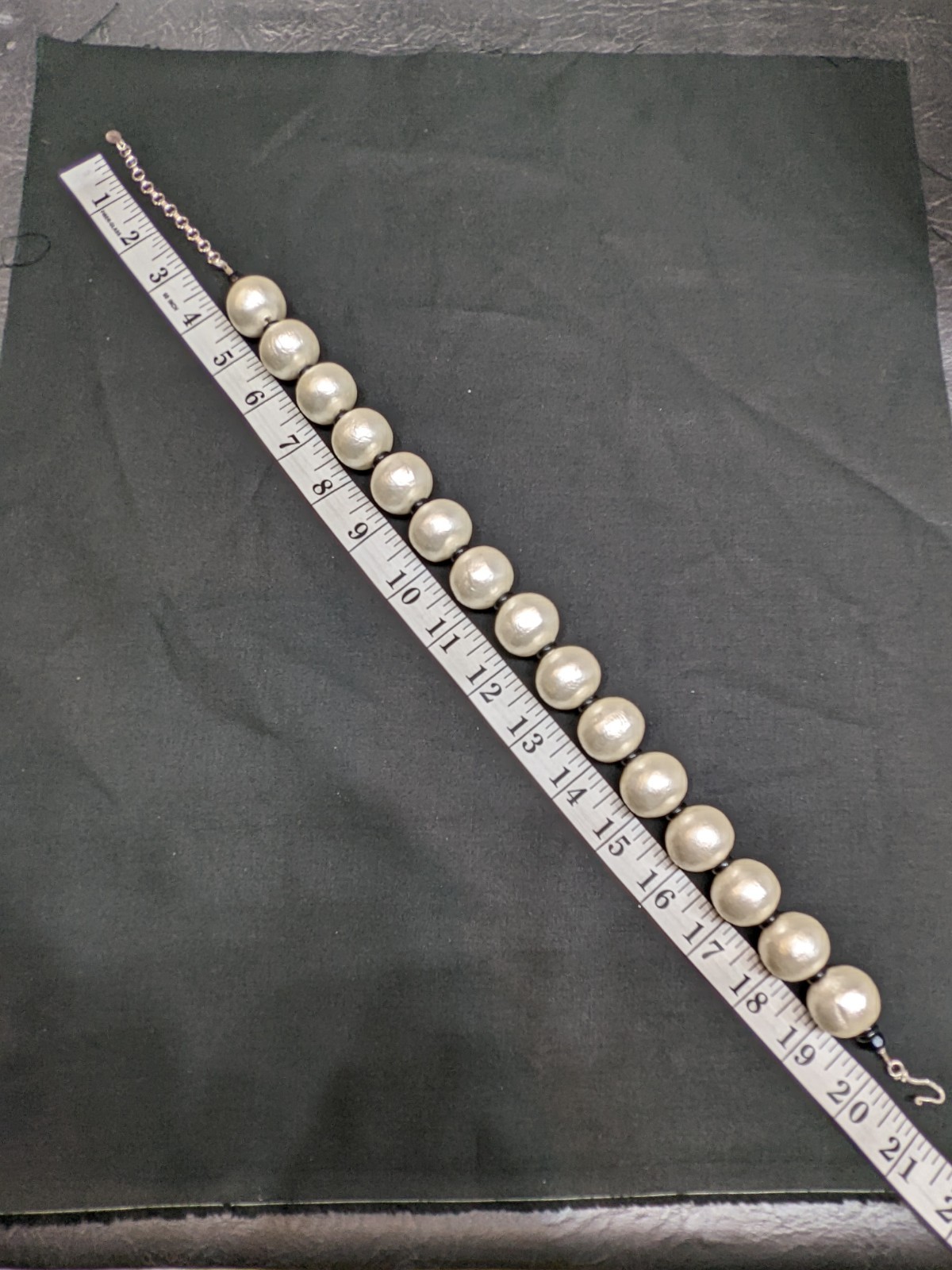 Vtg Lorrain Bell Large Light Faux Pearl Bead Necklace Chunky Runway Statement