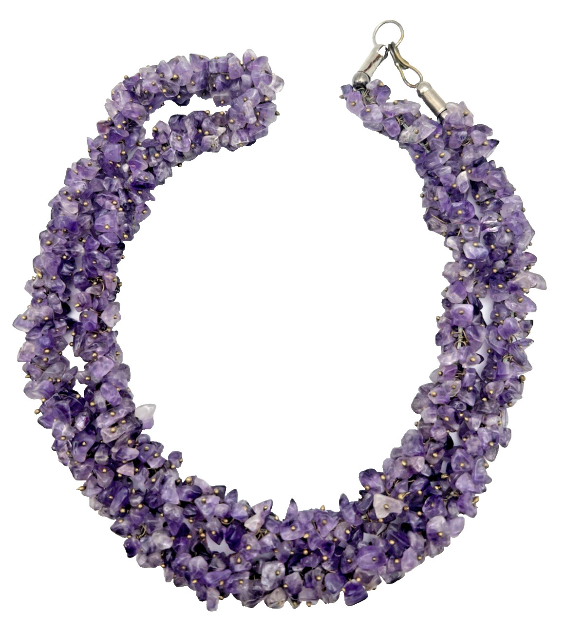Vintage Genuine Amethyst Handmade Necklace Semi-Precious Chip Bead Purple 26”