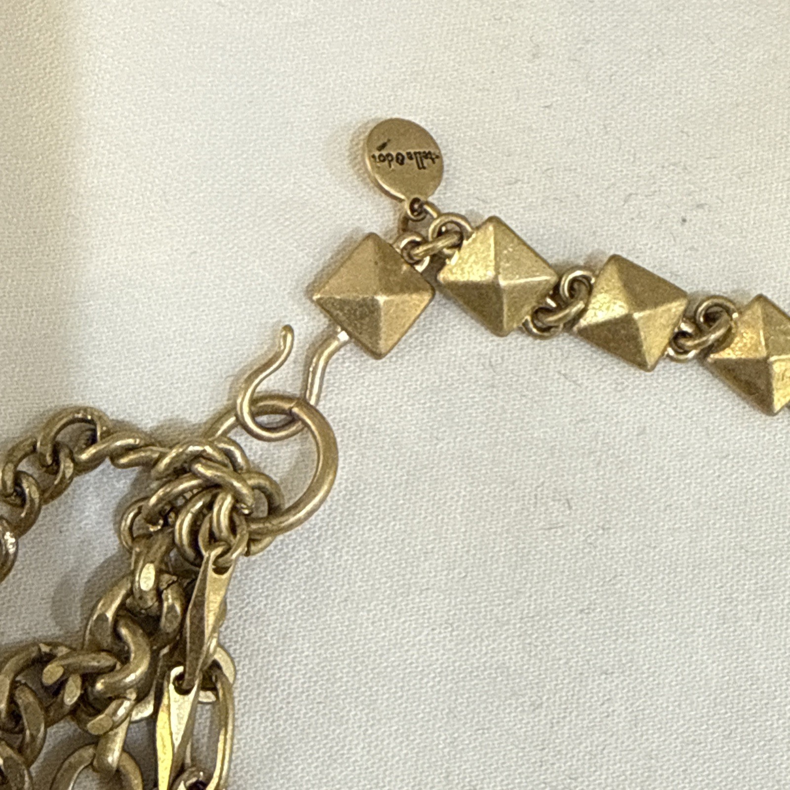 Vintage Signed Stella & Dot Brushed Gold-tone 5-Strand Necklace Chunky Statement