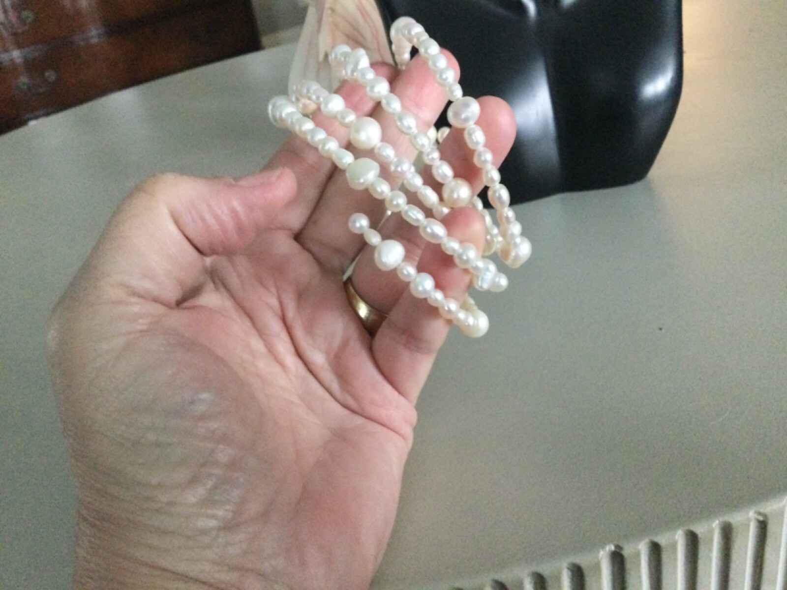 Vintage Real Baroque/ Fresh/ Cultured Pearl Stack Multi-Coil Wrap Bracelet