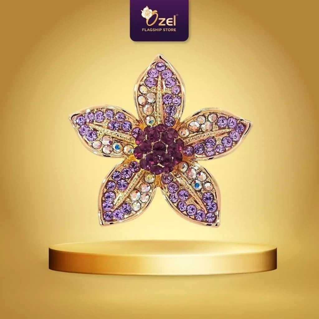 OZEL Starflower Crystal Brooch B288 Elegant Hijab Scarf Blouse Dress Brooch Pin