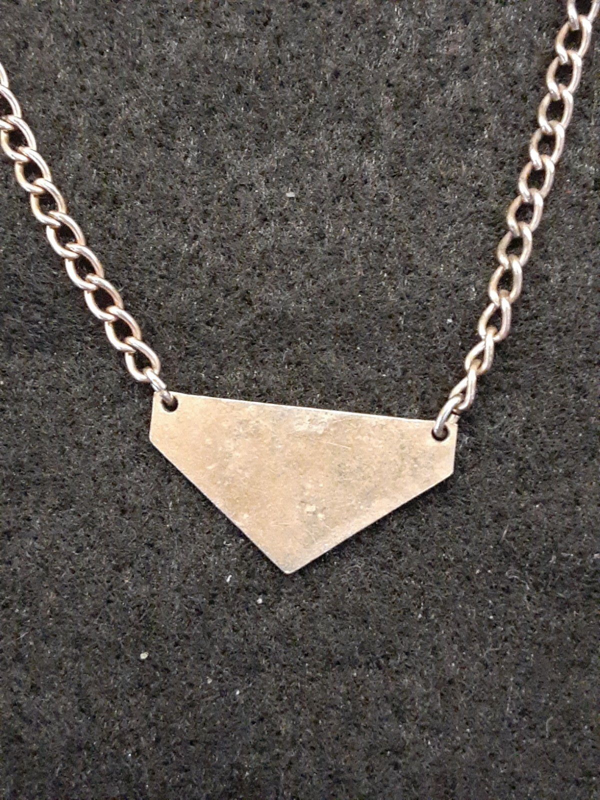 Vintage Hadley Tie Bar Goldtone Chain w/Chevron Art Deco Pendant