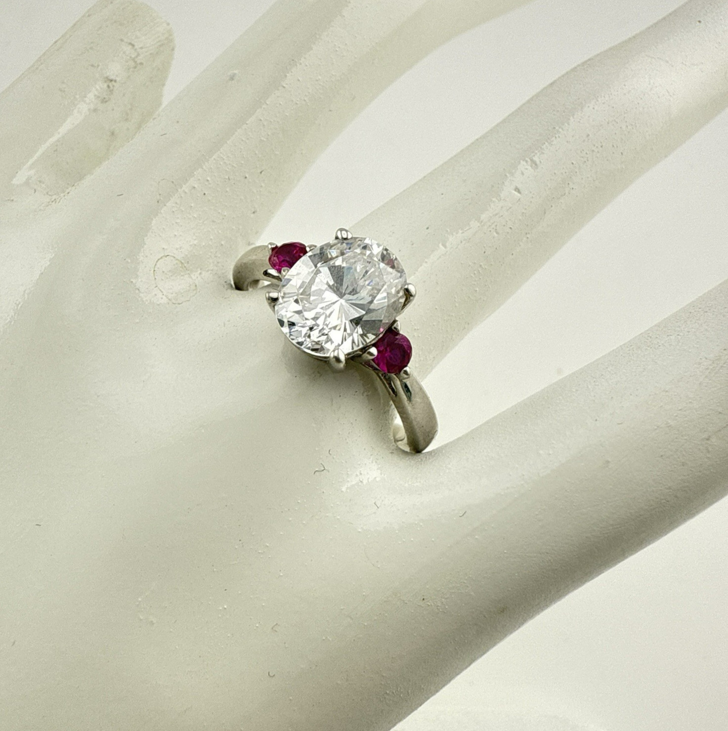 Jean Dousset Sterling Silver Ring Oval Cocktail Gemstone Pink sz 9 HSN Luxury JD