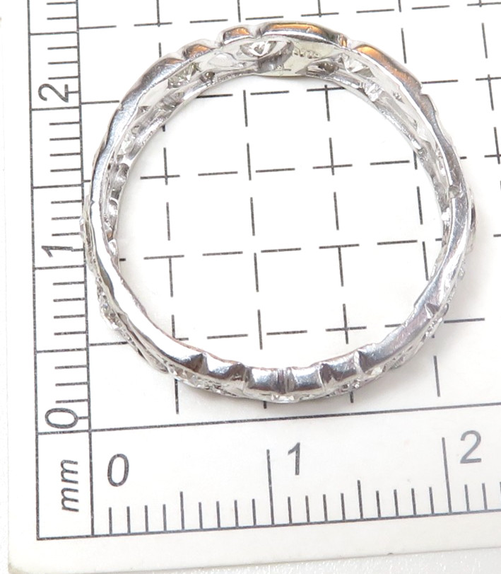 Antique Deco Unisex Diamond Eternity Wedding Band Plat Size 8.75 UK-R EGL USA