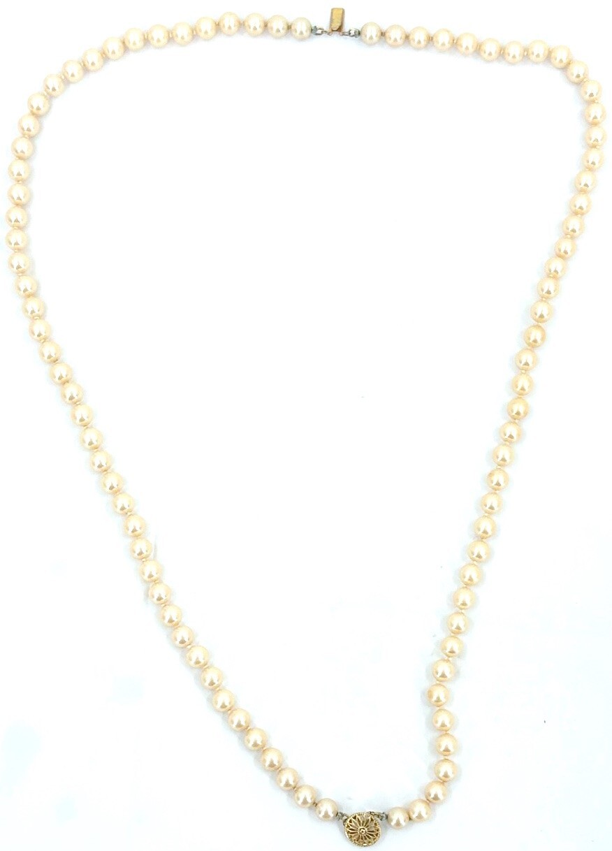 Vintage 1950’s Mid Century MCM Pearl Necklace – 16″ Long