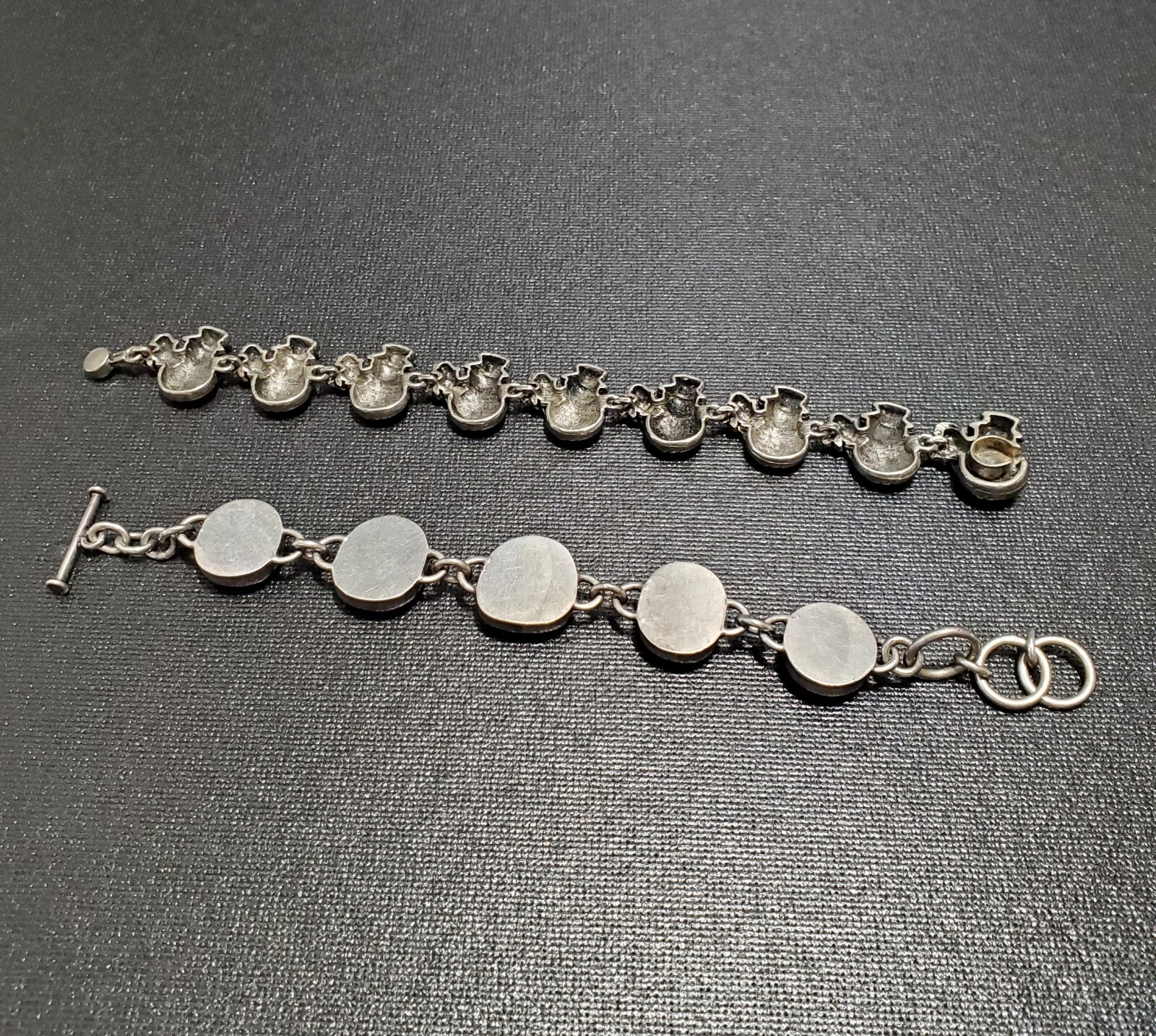 Vintage Bracelet Lot Of 5, Pewter Snowmen, Resin & Metal, Glass Bead Wristwatch