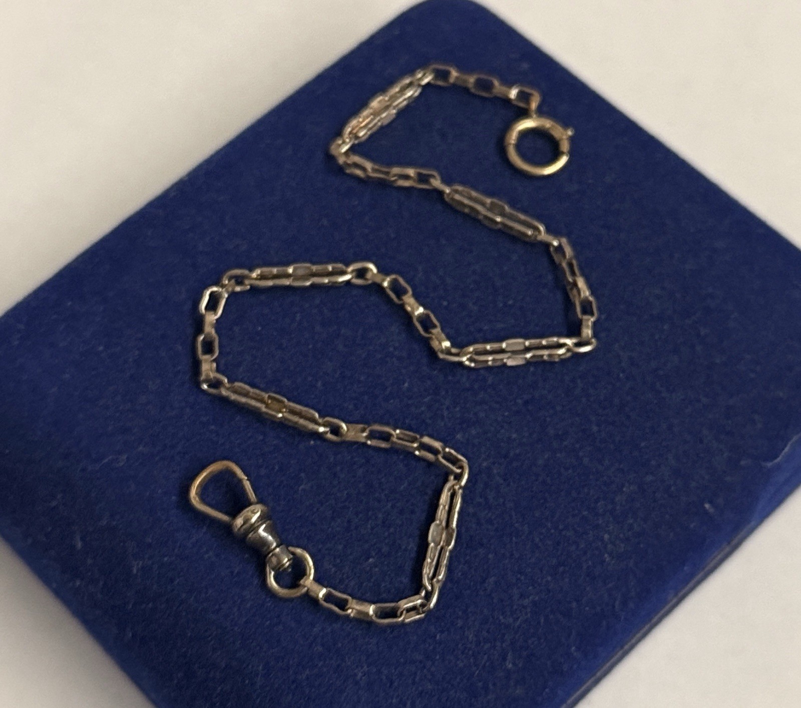 Patina Gold Filled Fob Detailed Bar link 9.5” 3mm Vtg victorian GF Vtg 4.6g