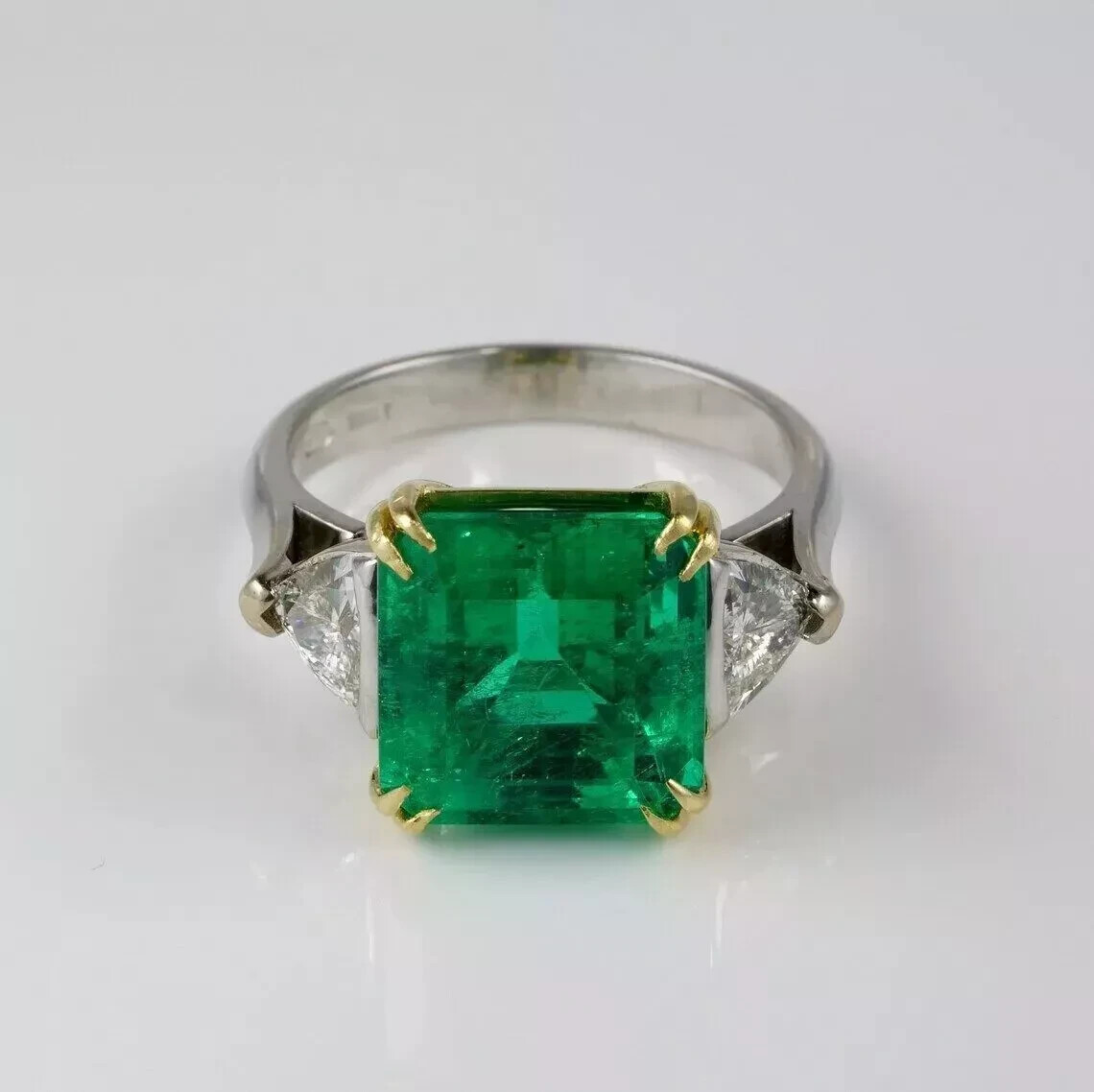 Art Deco 3.75Ct Lab Created Emerald Diamond 14K White Gold Finish Wedding Ring