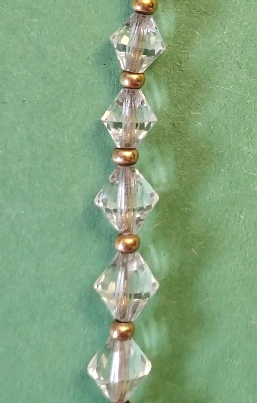 Vintage Faceted CLEAR CRYSTALS & GOLD TONE Beaded Chain Necklace